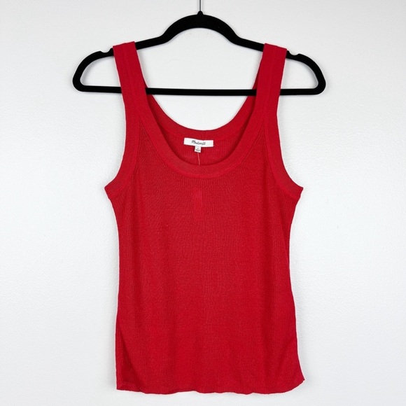 Madewell Linen Blend Scoopneck Lightweight Sweater Tank Top Red Size L NWT - Picture 4 of 8